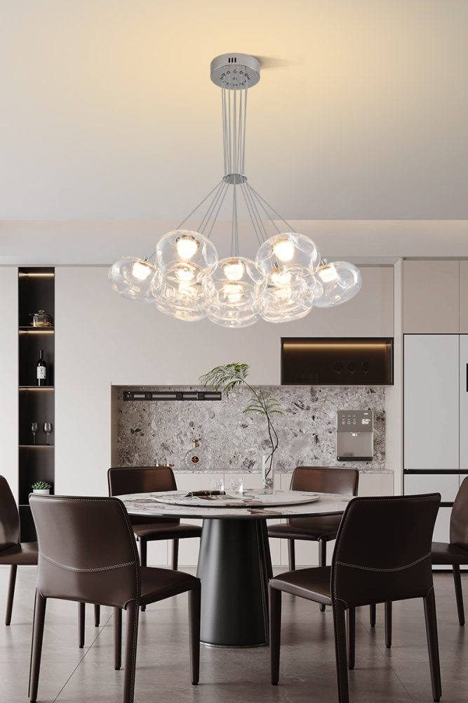 Modern Handmade Bubble Glass Chandelier – LED Pendant Light for Living Room - Image 8