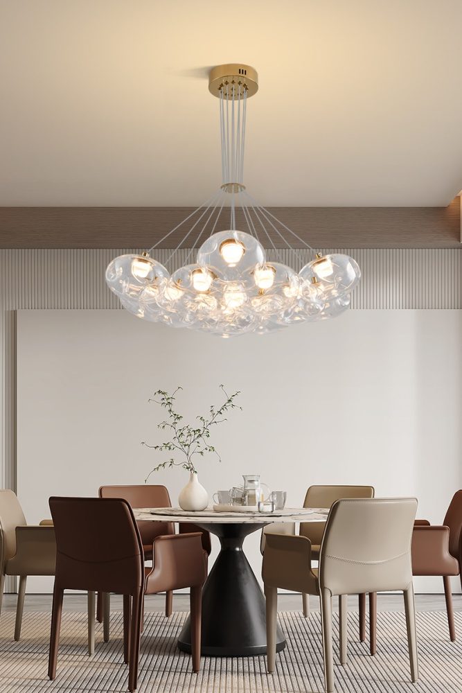 Modern Handmade Bubble Glass Chandelier – LED Pendant Light for Living Room - Image 7