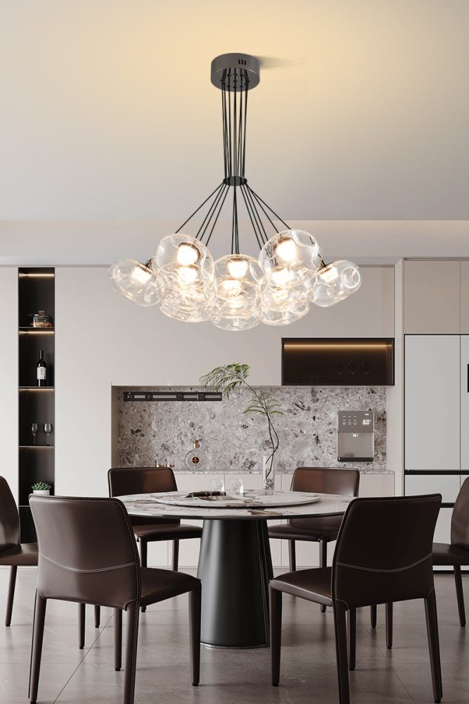 Modern Handmade Bubble Glass Chandelier – LED Pendant Light for Living Room - Image 6