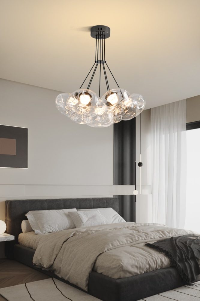 Modern Handmade Bubble Glass Chandelier – LED Pendant Light for Living Room - Image 5