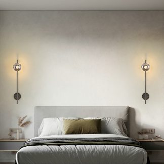 Modern Minimalist LED Wall Sconce – Glass Globe Bedroom Light Fixture