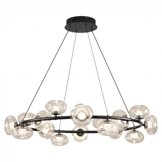 12 or 16-Light Handmade Glass Chandelier – Modern Ring Design