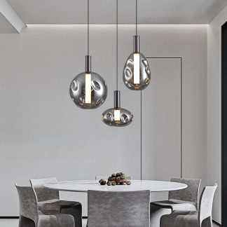 Modern Transparent Bubble Glass Pendant Light – Silky Smooth Indented Lampshade for Artistic Ambient Lighting