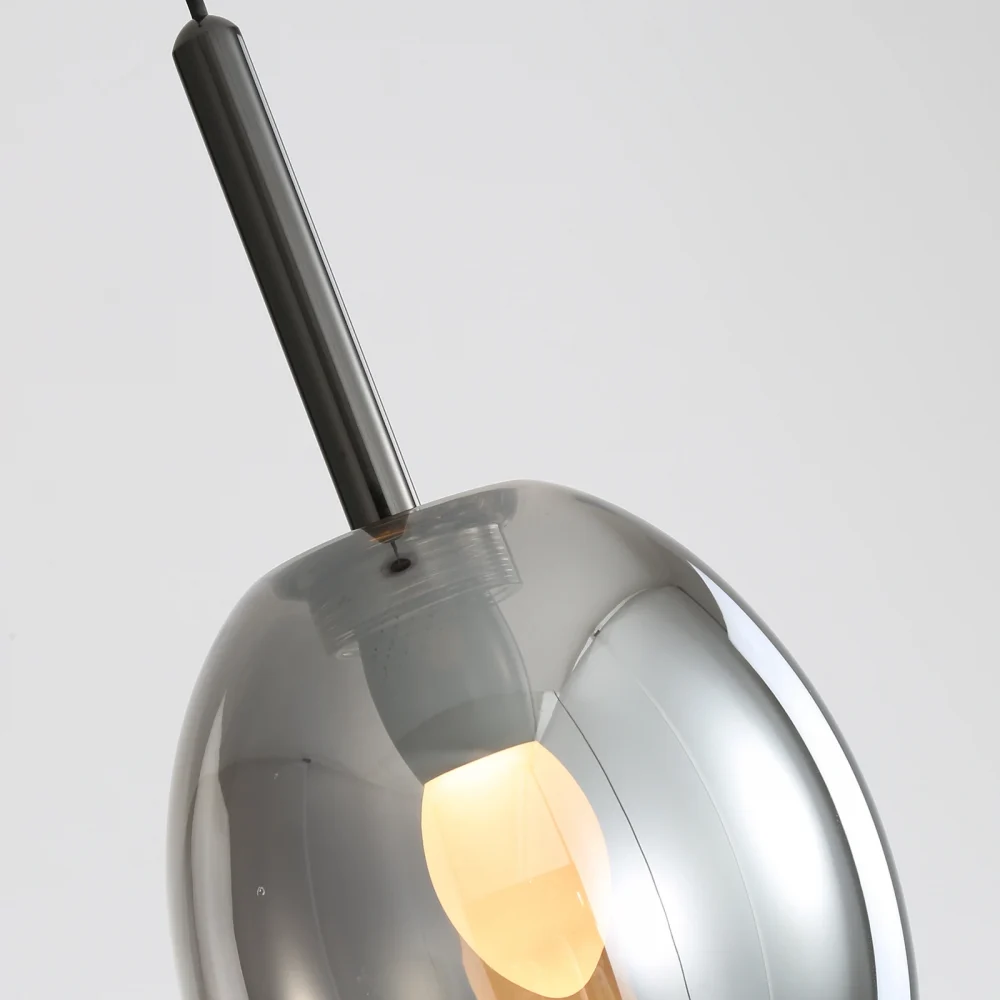 Smoky Grey Glass Pendant Light – Modern Ambient LED Hanging Lamp - Image 3