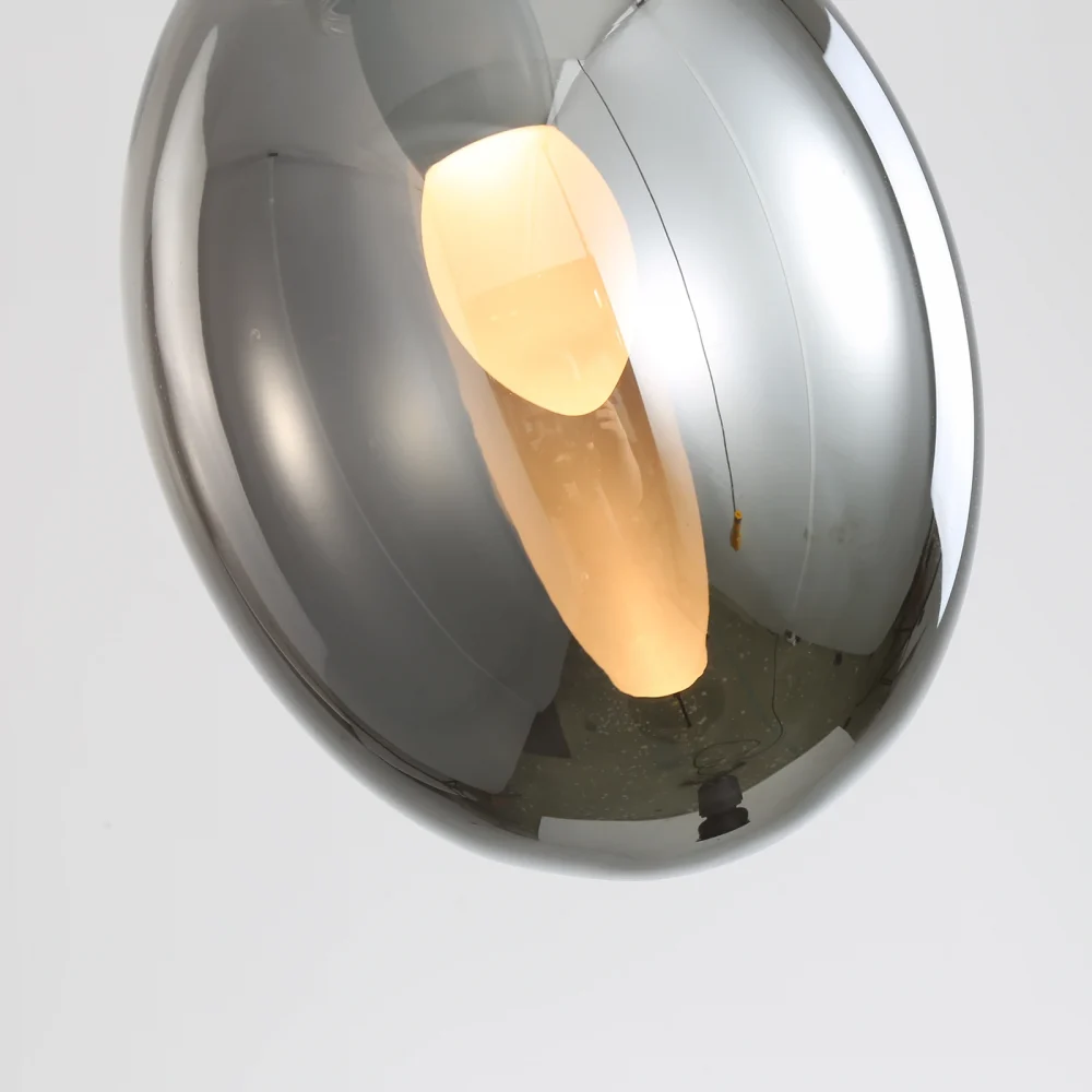 Smoky Grey Glass Pendant Light – Modern Ambient LED Hanging Lamp - Image 4