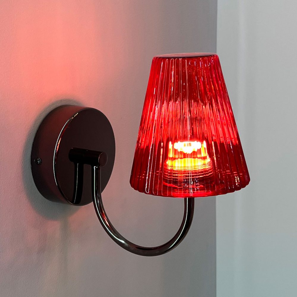 Pleated Glass Wall Sconce for Bedroom or Hallway - Image 2